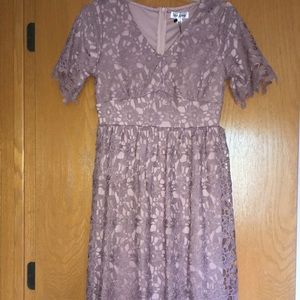 Mauve Lace Midi Dress